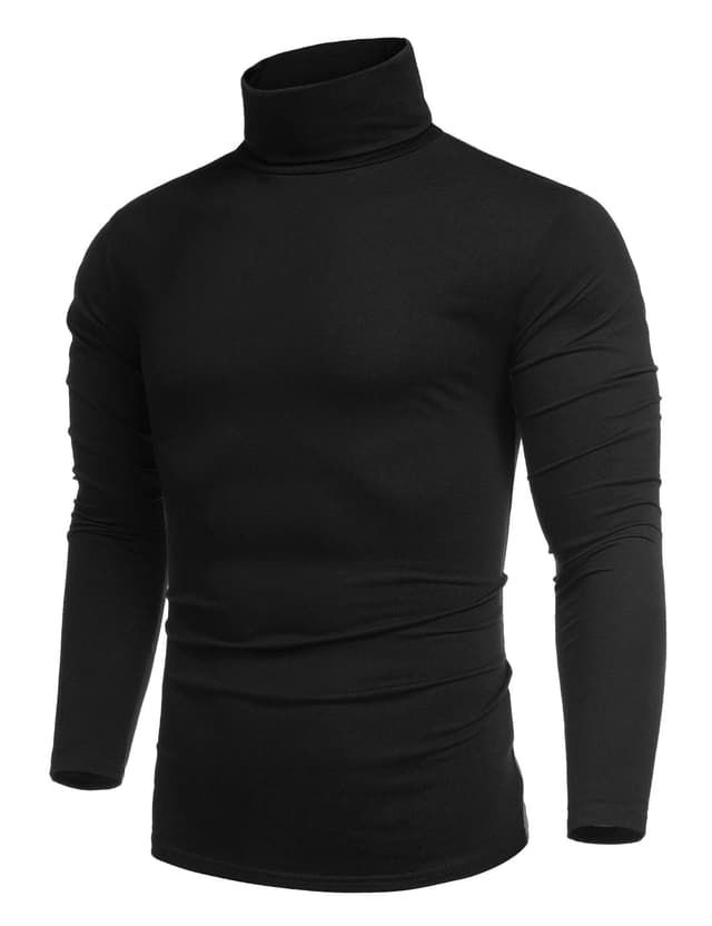 COOFANDY Herren Longsleeve Rollkragenpullover Baumwolle Rollkragenshirt Slim Fit Rolli Elastisch Langarmshirts für Herren Turtleneck Einfarbig