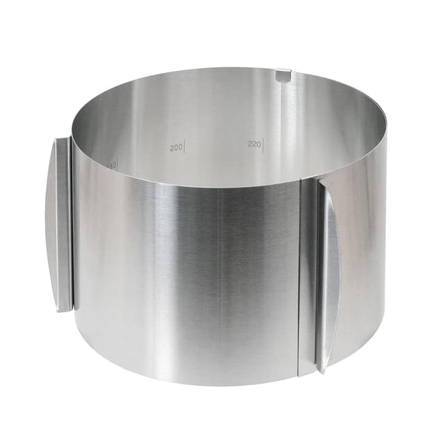 wenco verstellbarer Tortenring mit Skala, 15cm Höhe, verstellbarer Kuchenring mit 16-30cm Durchmesser, hitzebeständiger Backrahmen rund, Backzubehör aus Edelstahl
