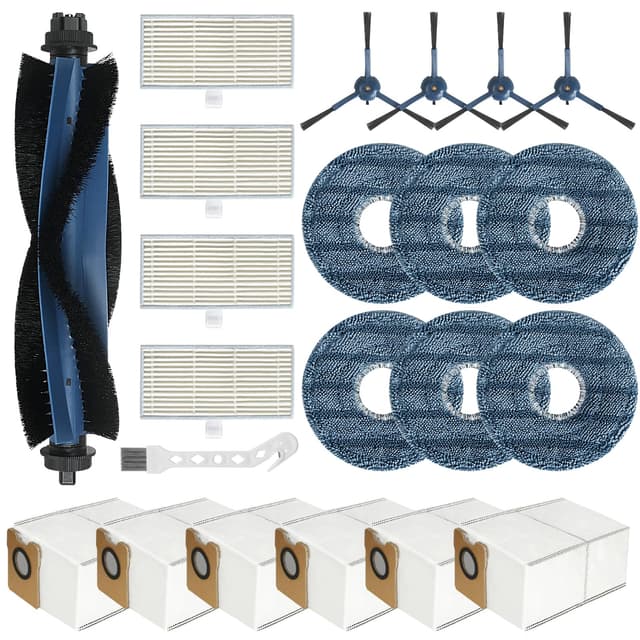 Eufy Zubehörset für Eufy Omni C20 Saugroboter mit 6 Tücher, 6 Beutel, 4 Filter, 4 Seitenbürsten, 1 Hauptbürsten, 1 kleine Reinigungsbürste