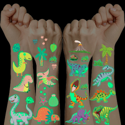 10er Dinosaurier Tattoo Kinder Jungen Mädchen, im Dunkeln Leuchten Dino Kindertattoos, Temporäre Tattoos Aufkleber Set für Mitgebsel Kindergeburtstag Spielzeug Füllung Schultüte Junge Angebot bei HelloDeals