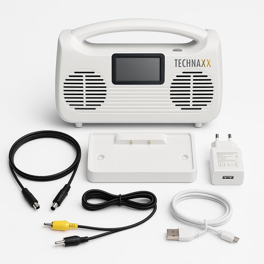 Technaxx Kabelloser TV-Lautsprecher mit Basisstation TX-317–Bluetooth 5.3, 2x5W Lautsprecher, LCD-Display, 3 Klangmodi, integriertes FM-Radio, bis zu 8 Stunden Wiedergabe – Für Senioren, Schwerhörige