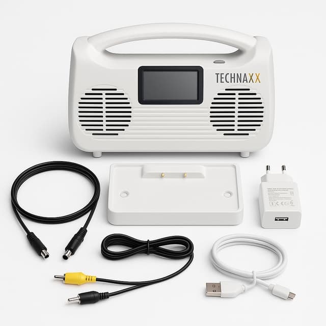 Technaxx Kabelloser TV-Lautsprecher mit Basisstation TX-317–Bluetooth 5.3, 2x5W Lautsprecher, LCD-Display, 3 Klangmodi, integriertes FM-Radio, bis zu 8 Stunden Wiedergabe – Für Senioren, Schwerhörige