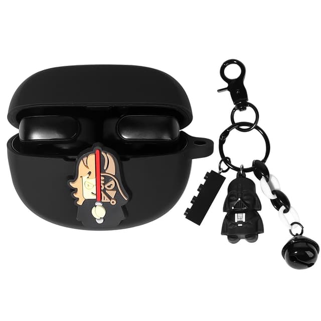 Hülle für neu Bose Ultra Öffnen Ohrhörer (2024), XMBYGY Silikon Aufladung Netter Fall Stoßfeste Schutzhülle mit Cartoon Puppe Anti-Lost Lanyard für Mann Frau (BlackSoldier)