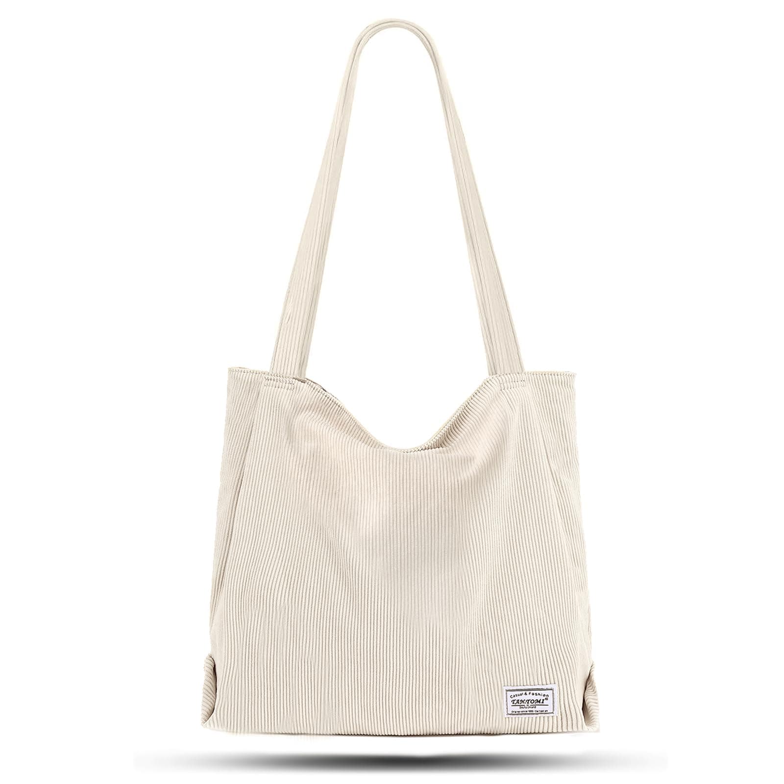 TANTOMI Shopper Tasche Damen, Tote Bag mit Reißverschluss aus Cord, Shopper Damen Groß für Arbeit Büro Reisen Einkaufen Schule und Alltag