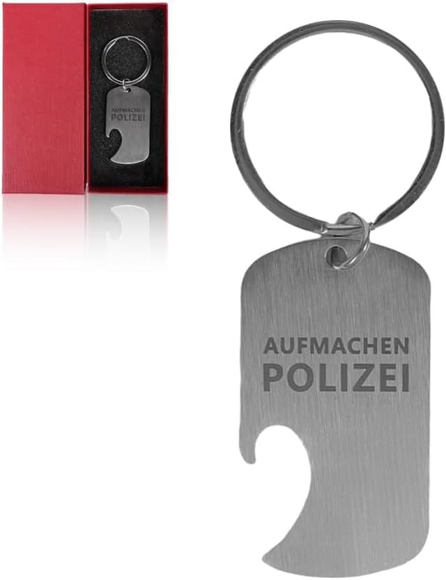 UV STYLISH Aufmachen Polizei Flaschenöffner Schlüsselanhänger als Geschenk, aus Edelstahl Bier Flaschenöffner für Bier Dosen Küche Bar Restaurant Männer Freund lustig Festival (Rot)