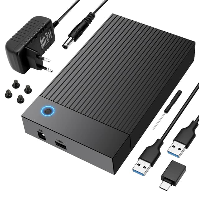 Gbformat Festplatten Dockingstation, USB C/USB 3.0 SATA HDD Festplatten Docking Station für 2,5/3,5 Zoll SATA HDD/SSD, 6Gbps Festplatten-Adapter mit 12V/2A Netzadapter, UASP