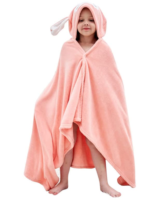Fayscingo Baby Badetuch mit Kapuze Decke Große Säugling Kleinkind Weiche Warme Absorbierende Schwimmdusche Poncho Handtuch für Jungen Mädchen Rosa Kaninchen