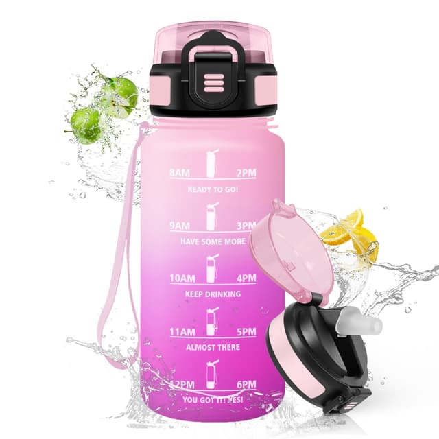 HoneyHolly Trinkflasche Kinder 500Ml, Auslaufsicher Trinkflasche Sport, Wasserflasche Kohlensäure Geeignet, Wasserflasche mit Strohhalm, BPA-frei, Trinkflaschen für Fitnessstudio, Schule, Büro Pinkrose - 500ml 500 ml