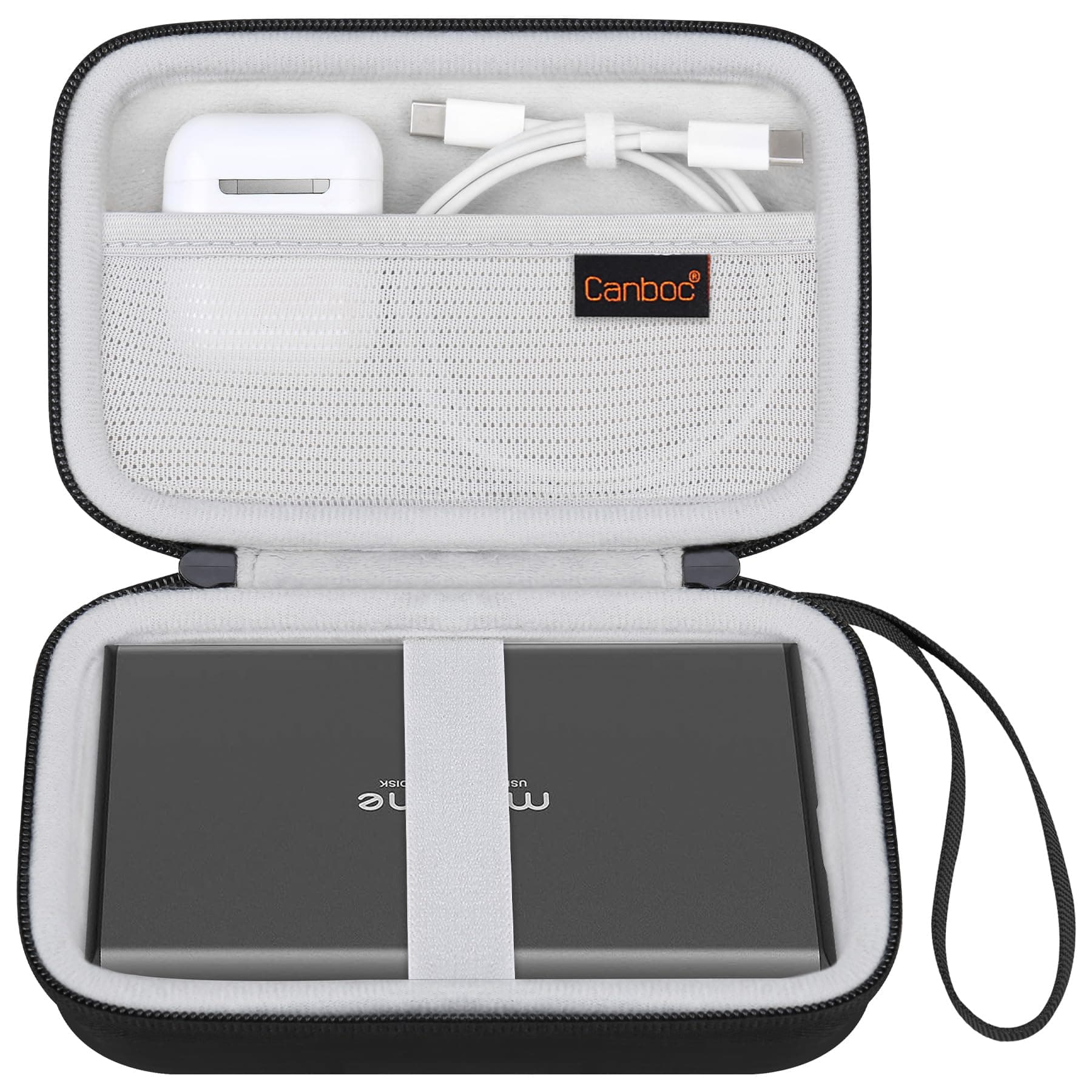 Canboc Harttragetasche für Maxone 250GB 320GB 500GB 1TB 2TB Ultra Slim Portable Externe Festplatte HDD USB 3.0, Mesh Tasche passt Dongle, Flash Laufwerke, USB Kabel, SD Karte, Schwarz