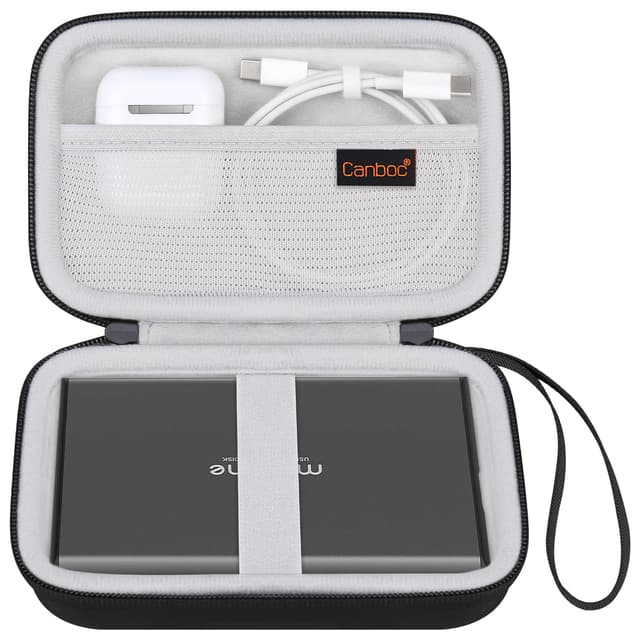 Canboc Harttragetasche für Maxone 250GB 320GB 500GB 1TB 2TB Ultra Slim Portable Externe Festplatte HDD USB 3.0, Mesh Tasche passt Dongle, Flash Laufwerke, USB Kabel, SD Karte, Schwarz