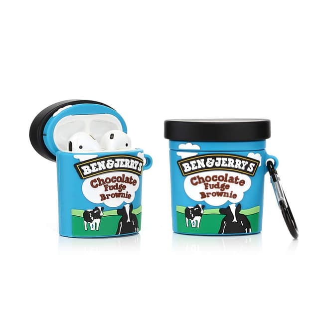 YIGEYI Silikon Hülle Kompatibel mit Airpods 1 & 2 Funny Cute 3D Cartoon Case Cover[Getränke Saftserie] (Ben&Jerry-EIS)
