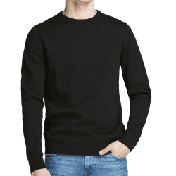 JACK & JONES Herren Jjebasic Knit Crew Neck Noos Pullover L Schwarz Angebot bei HelloDeals