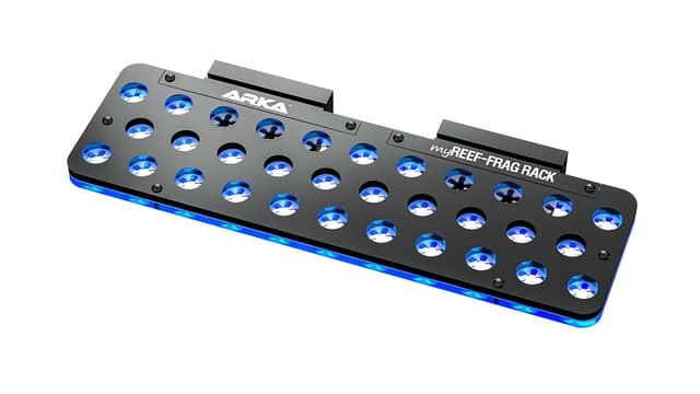 ARKA myREEF-FRAG Rack - mit 32 Löchern - Hochwertiger Korallen Ableger Halter mit starkem Magneten für Meerwasseraquarien, inkl. Silikonsicherungen, Lochdurchmesser ca. 15mm. Transparent 32 Löcher