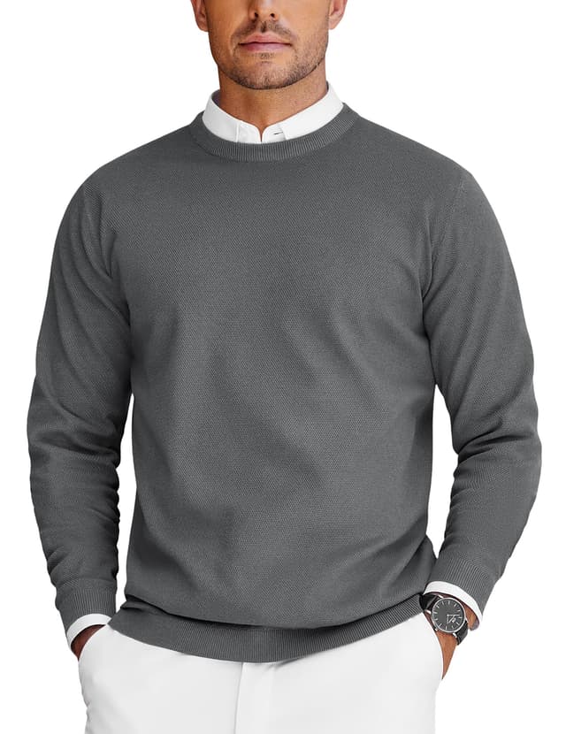 COOFANDY Herren Pullover Langarm Strickpullover mit Rundhals Feinstrick Pulli Business Pullover Casual Sweater