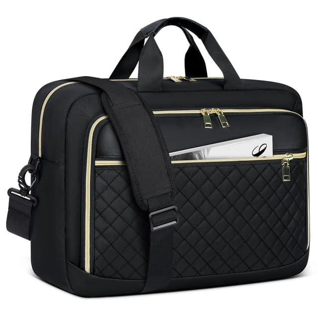 NEWHEY Laptoptasche 17,3 Zoll für Damen Laptop Aktentasche Computertasche Laptop Tasche Business Notebook Tasche Wasserdichte Schultertasche Umhängetasche für Geschäft Schwarz