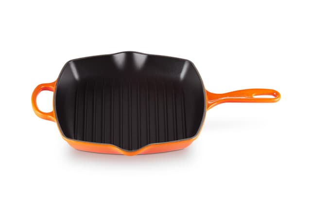 Le Creuset Signature Gusseisen-Grillpfanne, Quadratisch, 26 cm, Für alle Herdarten inkl. Induktion geeignet, 2,86 kg, Ofenrot
