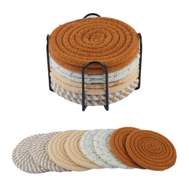 8 Stück Untersetzer für Getränke, Handgemachte Untersetzer Gläser mit Halter, Runde Untersetzer Aus, für Getränke Tassen Glas Coasters