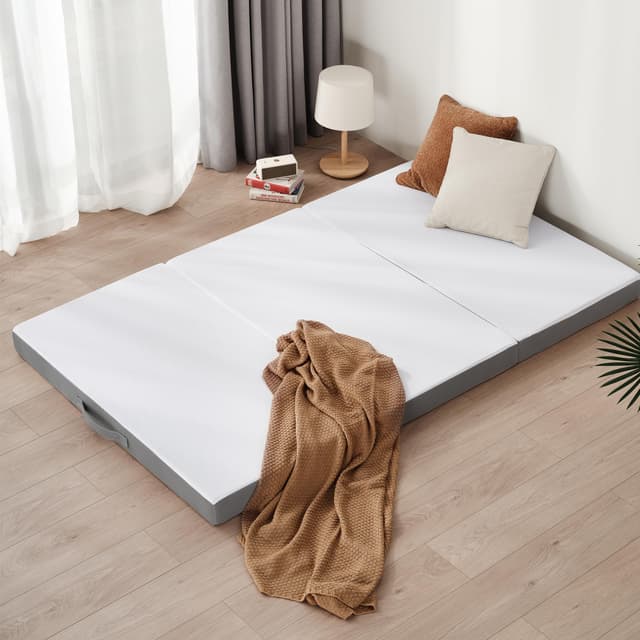 Z-hom Klappmatratze, Gästematratze, 3-teilige Faltmatratze, 140×195×10 cm Dicke Schaumstoffmatratze, Faltbare Matratze, Erwachsene, Abnehmbarer und waschbarer Außenbezug 140×195×10cm
