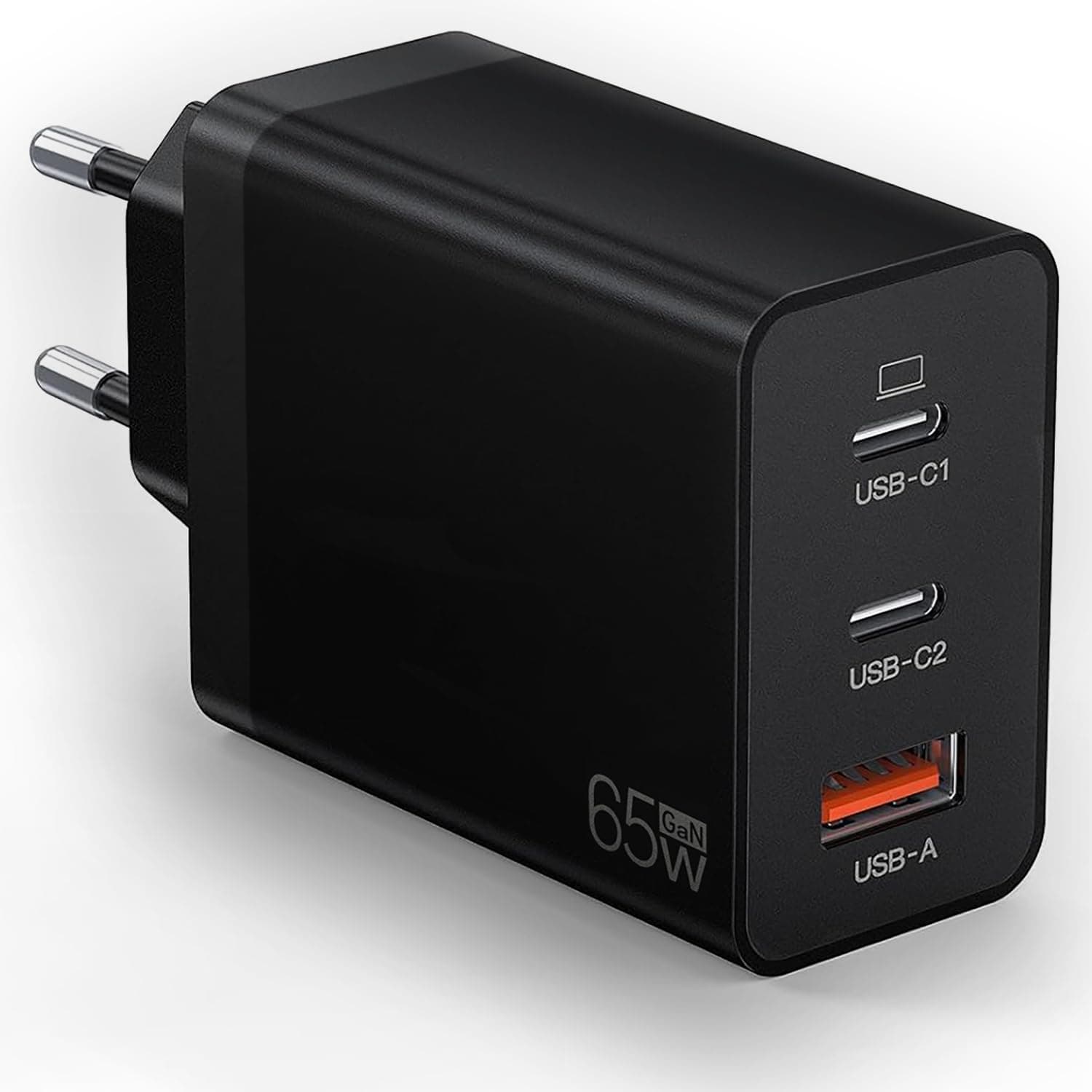 65W USB C Ladegerät, 3Port USB Schnellladegerät, USB C Netzteil Power Adapter Stecker für MacBook Air Pro M1/M2, iPhone 16/15/14/13, Samsung Galaxy S24/S23/S22, Switch, Tablet, Laptop, Handys usw 65W Schwarz