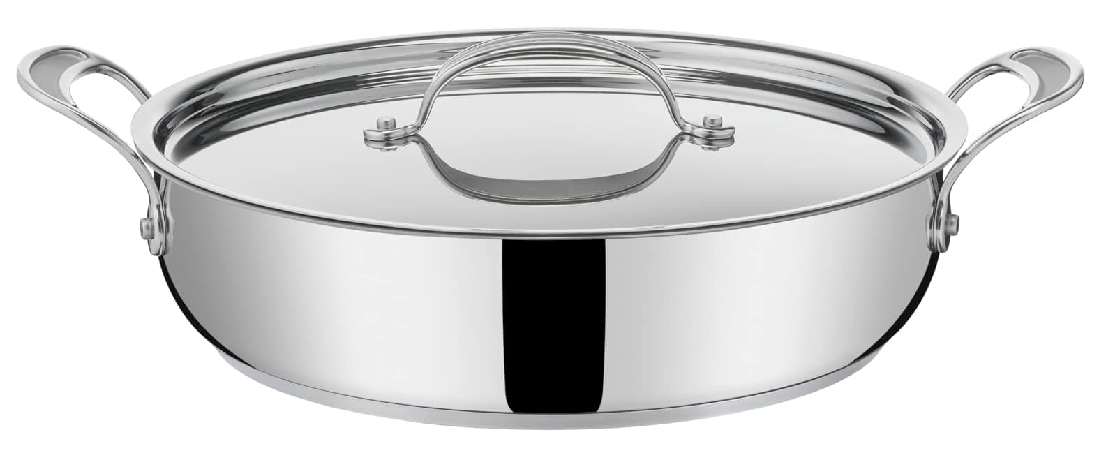 Tefal Jamie Oliver Cook‘s Classic Servierpfanne 30 cm, Schmorpfanne Induktion mit Antihaftversiegelung, Thermo-Signal bei idealer Brattemperatur, für alle Herdarten geeignet, Edelstahl, E30690 Edelstahl Flache Pfanne Einzeln