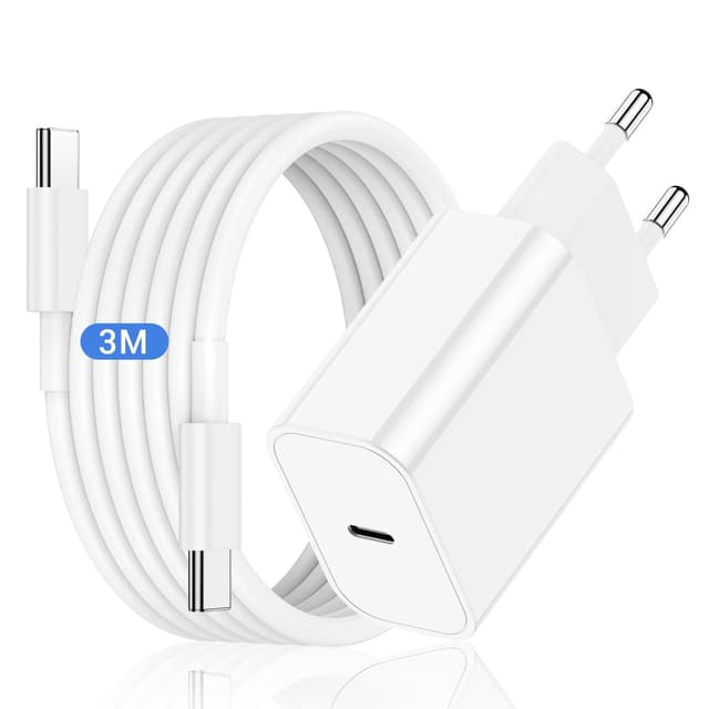 iPhone 16 15 Ladegerät und Ladekabel 3M, 20W USB C Schnellladegerät mit Typ C Schnellladekabel, USB C Kabel mit Adapter Stecker für Apple iPhone 16/16 Plus/16 Pro Max/15 Plus/15 Pro Max/MacBook/iPad 3m iphone charger-1pack