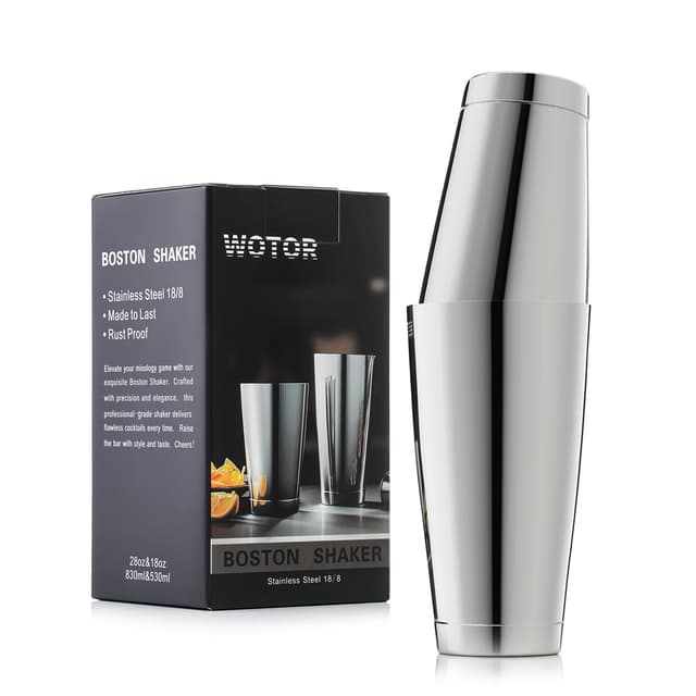 WOTOR Boston Cocktail Shaker Set, 530ml oz & 830ml oz Edelstahl Shaker Dosen mit Gewicht, Metall Martini Shaker Drink Mixer für Bartending, professionelle Bar Tools für Bartender 1 pack