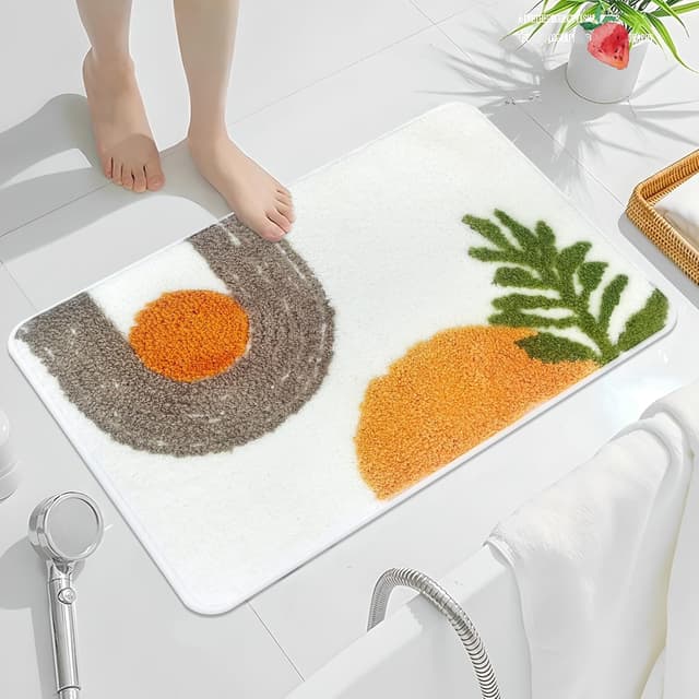 APROPHIC Boho Badezimmerteppich, Badvorleger rutschfest Waschbar, Super Saugfähige Tufting Badteppich, Badezimmer Teppich, Deko Badezimmer, Für Badewanne, Dusche, Tür, Weiß, 50x80 cm 50 x 80 cm (Rechteckig)