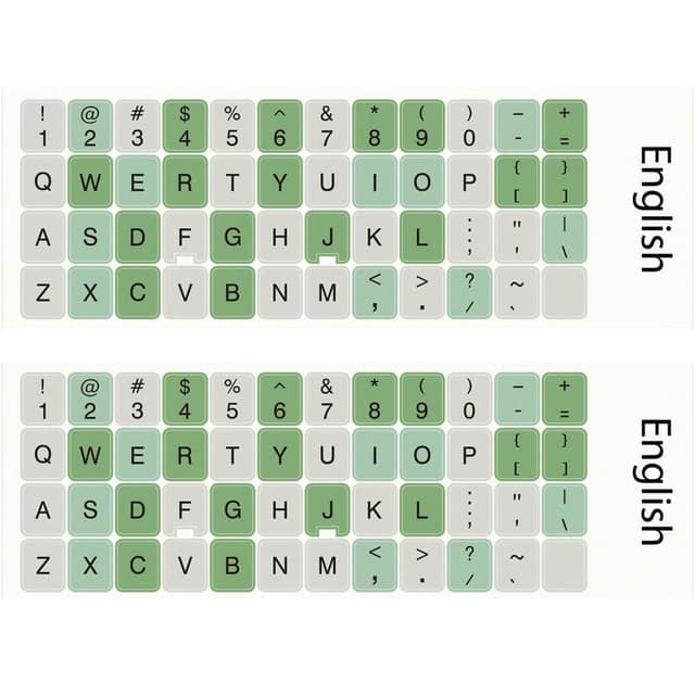 Lucocia 2 Stück English Tastaturaufkleber, Kyrillische Tastaturaufkleber English Wasserdichter Tastaturaufkleber Universelle Aufkleber Tastatur Ersatz Aufkleber für Laptop, Grün 2pcs-Tippe C