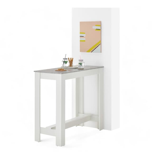 MODESTO Bartisch in Beton Optik / Weiß - Moderner Hochtisch für Küche & Esszimmer - 115 x 103 x 50 cm (B/H/T) Beton / Weiß 115 x 103 x 50 cm