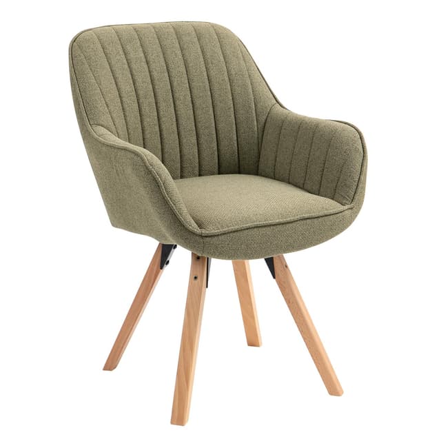 MEUBLE COSY Esszimmerstühle Drehbar 1 Stück Küchenstuhl Polsterstuhl Drehstuhl mit Armlehne Sessel Schminkstuhl aus Stoff Massivholzbeine für Esszimmer Wohnzimmer Arbeitszimmer, Grün