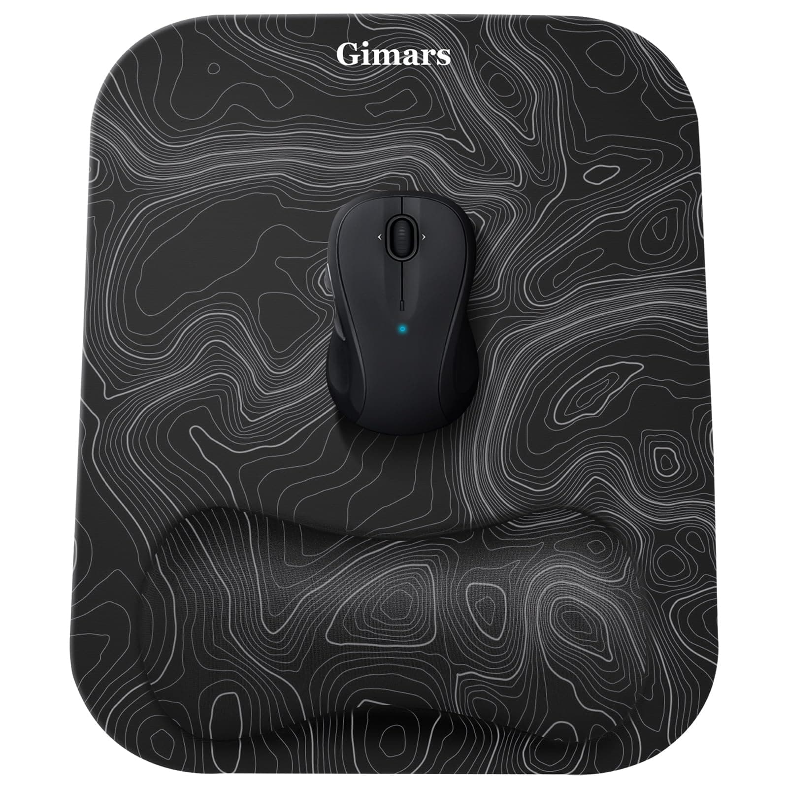 Gimars Mauspad mit Gelkissen, Ergonomisches Mousepad mit Handauflage, Gel Memory Foam Wasserdicht Mauspads mit Handgelenkauflage für Computer Laptop Offfice Heim, Topographische Karte
