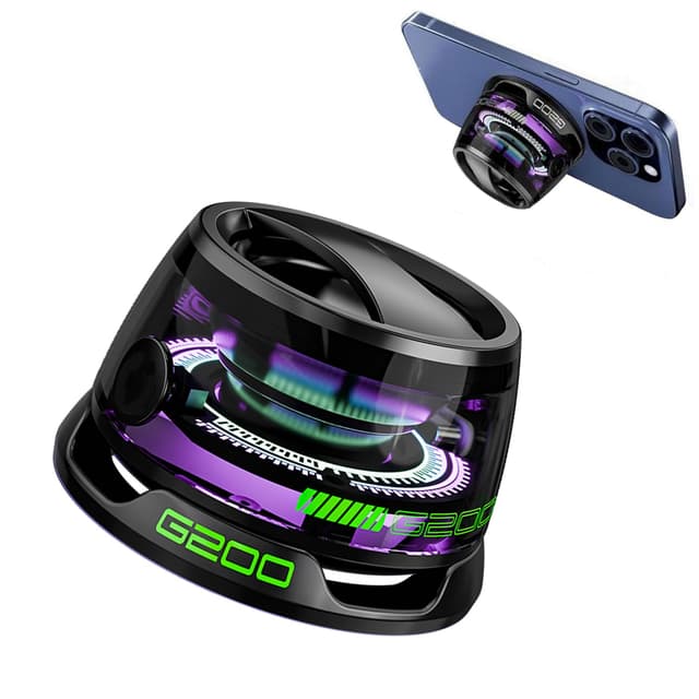 Magnetischer Bluetooth-Lautsprecher, G200 tragbarer Bluetooth-Lautsprecher mit Multi-RGB-Farblicht und Telefonhalterung, wasserdichter Magbeat Bluetooth-Lautsprecher für Reisen im Freien Black