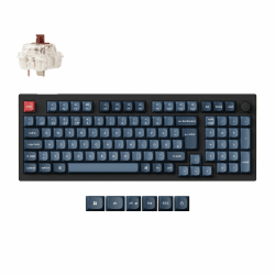Keychron V5 Max QMK Wireless Custom Knob Mechanische Tastatur,DE-ISO 100-Tasten Programmierbar Bluetooth/2.4 GHz/Kabelgebunden mit RGB Hot-swappable Gateron Brauner Schalter
