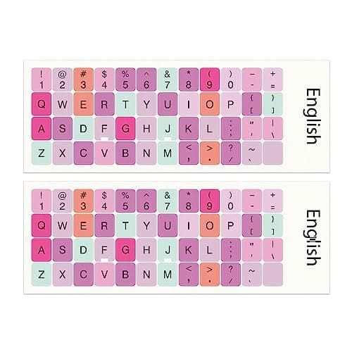 Lucocia 2 Stück English Tastaturaufkleber, Kyrillische Tastaturaufkleber English Wasserdichter Tastaturaufkleber Universelle Aufkleber Tastatur Ersatz Aufkleber für Laptop 2pcs-Tippe A