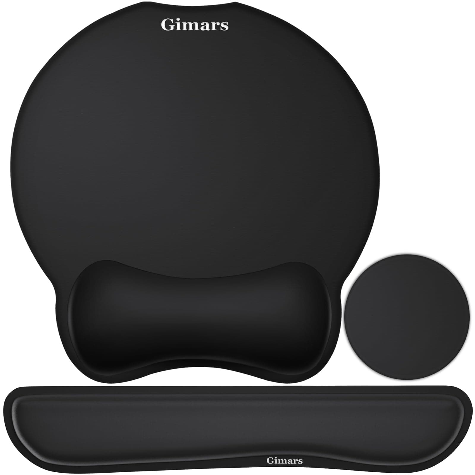 Gimars 3 PCS Ergonomisches Mauspad mit Gelkissen, XL Handballenauflage Tastatur mit Untersetzer, Mousepad mit Handauflage, Wasserdicht Mouse pad für Computer und Laptop, Schwarz Black3