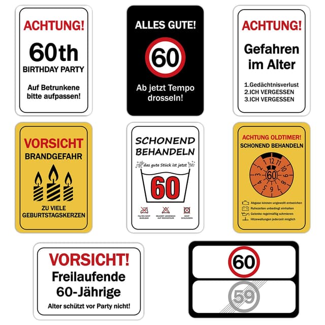 Giftota Partydekorationen zum 60. Geburtstag, 9PCS Lustige Geschenk 60 Geburtstag Frau Freundin, Geburtstagskarte 60, Geburtstagsdeko 60 jahre