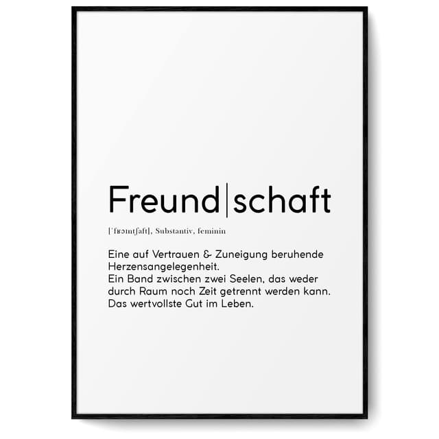 BLCKART Definition Poster Freundschaft Beidseitig Bedruckt Worterklärung Bild Freunde Typografie Wanddeko Kunstdruck (A4 | 21 x 29,7 cm | Ohne Rahmen, Definition Poster | Freundschaft) 29L x 21B cm Definition Poster | Freundschaft