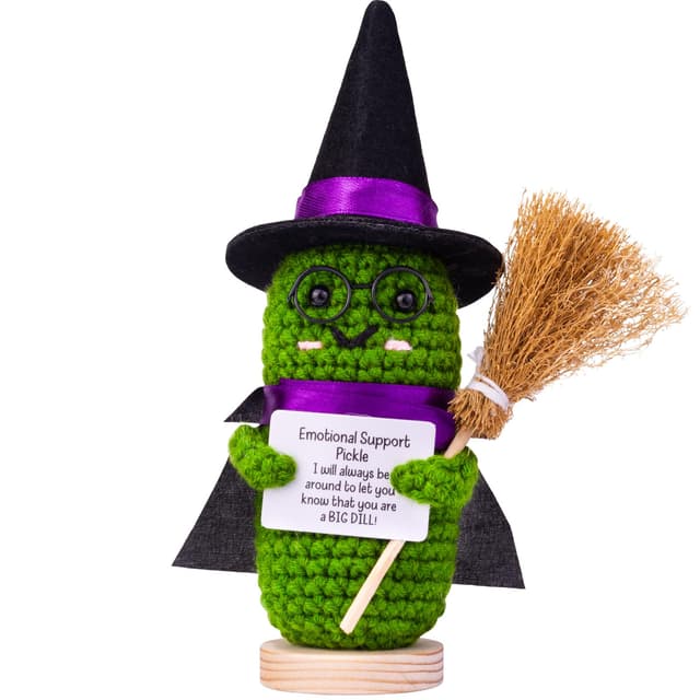 Mwmoeen Halloween Pocket Hug Positive Schwein Hexenhut und Cape, Kreative Strickwolle Positive Schwein，Mini-Plüsch Figuren Lustige Schwein Puppe, Mutmachergeschenk, Halloweens christmasgeschenk.