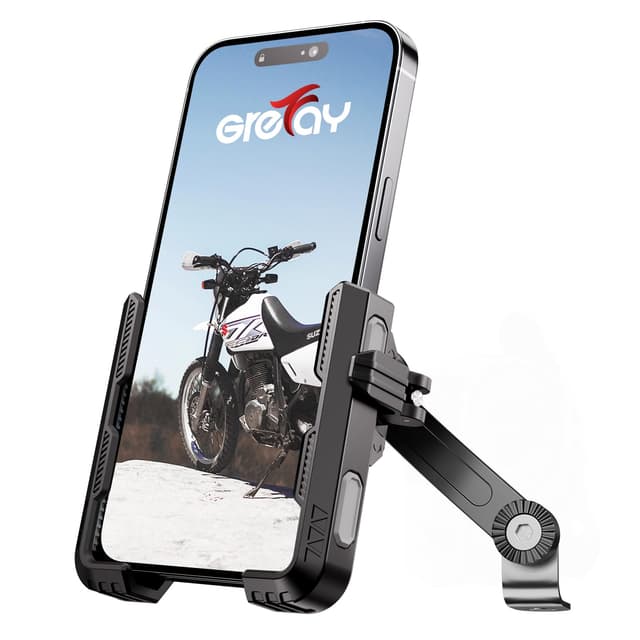 Grefay Motorrad Handyhalterung【1S Schnelle Demontage】 Universal Handy Halterungen für Motorrad Rückspiegel Mit ​360 Drehen für 3,5-7,0 Zoll Smartphone