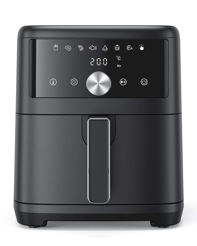 Innsky Heißluftfritteuse Airfryer 6L, 8-in-1 Heissluftfritteuse Friteuse XXL, 1500W Air Fryer mit LED-Touchscreen, Energiesparend und Zeitersparnis, Spülmaschinenfest, 50dB Leise,3-5 Personen,Schwarz 6L, Schwarz