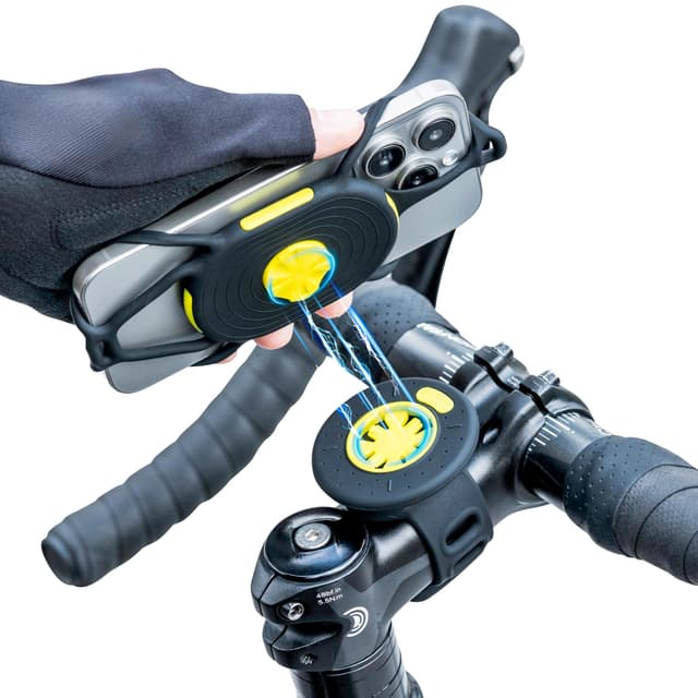 BONE Bike Tie Connect Kit 2 Magnetic, Schnellspanner 360° Rotation Universal Handyhalterung Fahrrad für Vorbau, Passend für 4.7"-7.2" Phones iPhone 16 15 14 13 Pro Max/Plus, Samsung S24 Ultra Fahrradfahren