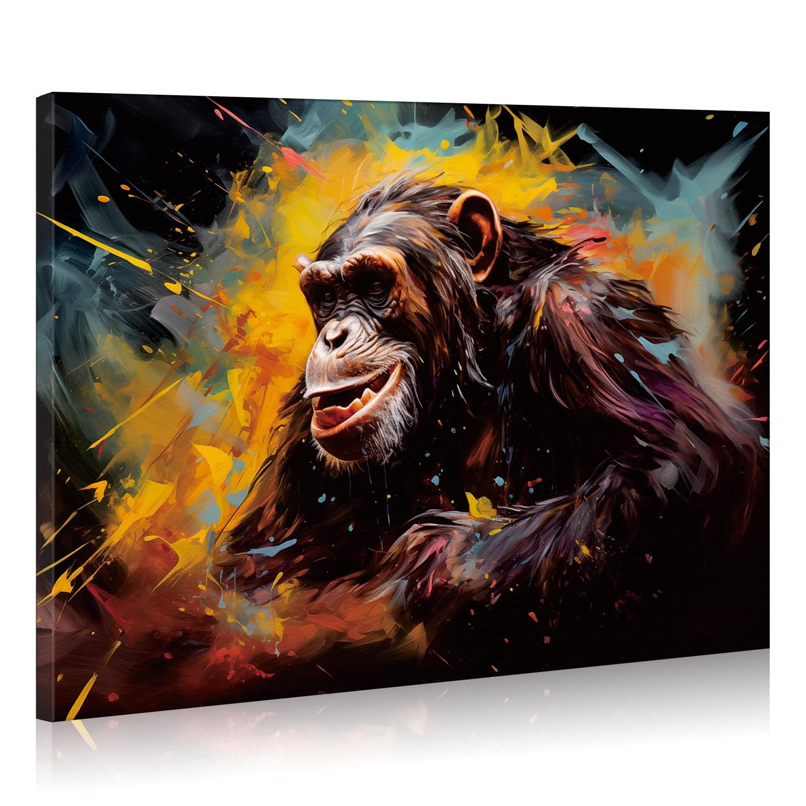 JBER Orang-Utan Leinwand Gemälde Wandkunst, geeignet für Badezimmer Dekoration, Poster Home Decor, lustige Tier Dekoration, gerahmt, 60 X 40cm Orang-Utan 60L x 40B cm