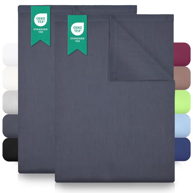 Green Mark Klassische Bettlaken – 2er Set Flache Laken aus 100% Baumwolle, ohne Gummi, hautfreundlich, pflegeleicht, bei hohen Temperaturen waschbar - Antrazit Gray - 140x200 cm 140x200 cm Antrazit Gray