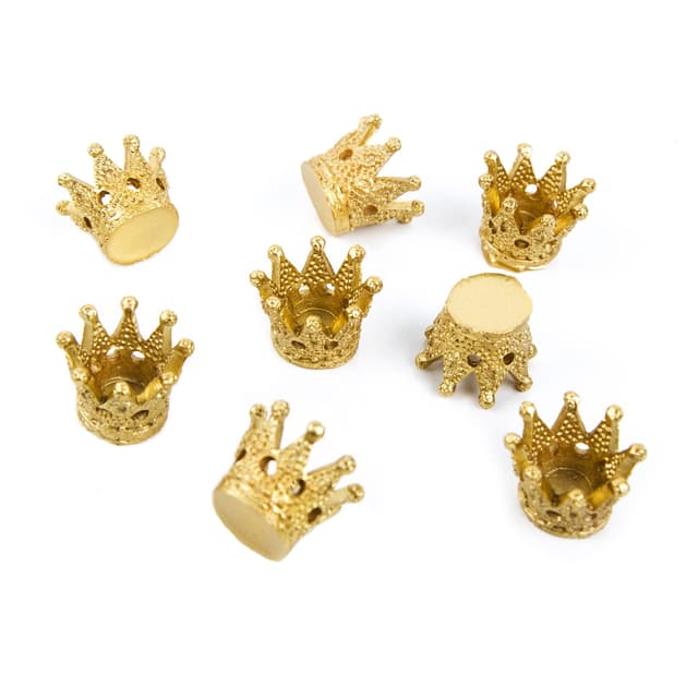 Kronen Streudeko, 8 Stück: Mini Krönchen Set, Tischdeko Klein, Geschenk & Give-Away, Tisch-Deko Hochzeit, Geburtstag, Taufe & Kommunion, Hochzeitsdeko, Streuteile Dekorieren & Basteln, Gold, 2,5 cm