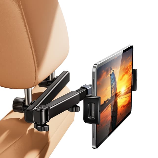 nediea Tablet Halterung Auto, Kopfstützen Tablet Ständer mit Faltbare Verlängerungsarm, 360° Drehung Rücksitz Tablethalterungen für Kinder, KFZ Tablet-Halterung für iPad, Kompatibel mit 4,7-12,9 Zoll