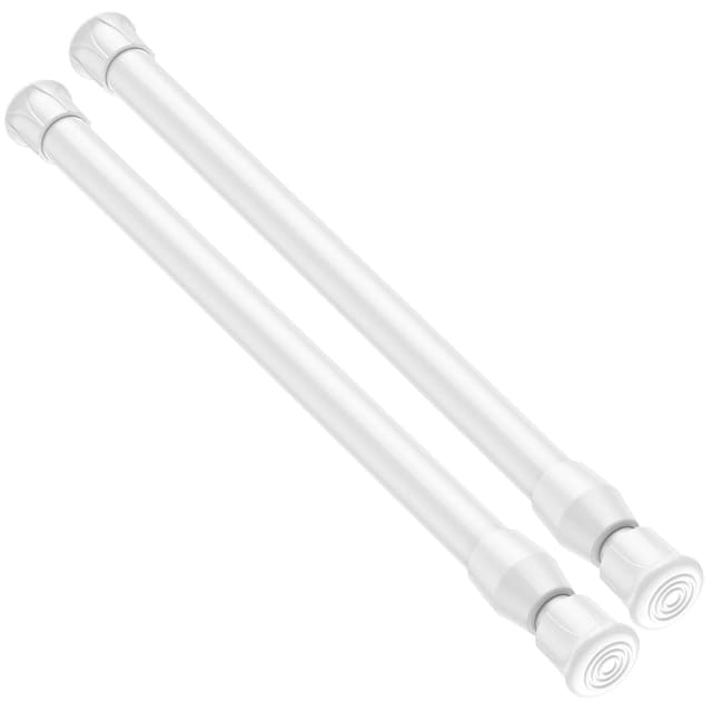 AIZESI 2 Stück klemmstange gardine 42-72cm Weiß, Ø13mm Teleskopstange, Für Fenster, Kleinere Schränke, Küche und Badezimmer, Teleskop-Gardinenstange ohne Bohren Weiß 42-72CM(2 Stücks)