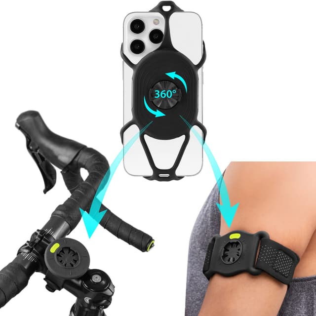 BONE 360° Drehbarer 2 IN 1 Abnembare Handyhalterung zum Joggen Radfahren, Universales Sportarmband Fahrradhalterung für Smartphone 4,7-7,2 Zoll, Fahrradcomputer Garmin - Run + Bike Tie Connect Kit 2 Handyhalterung zum Joggen+ Fahrrad Run + Bike Tie Connec
