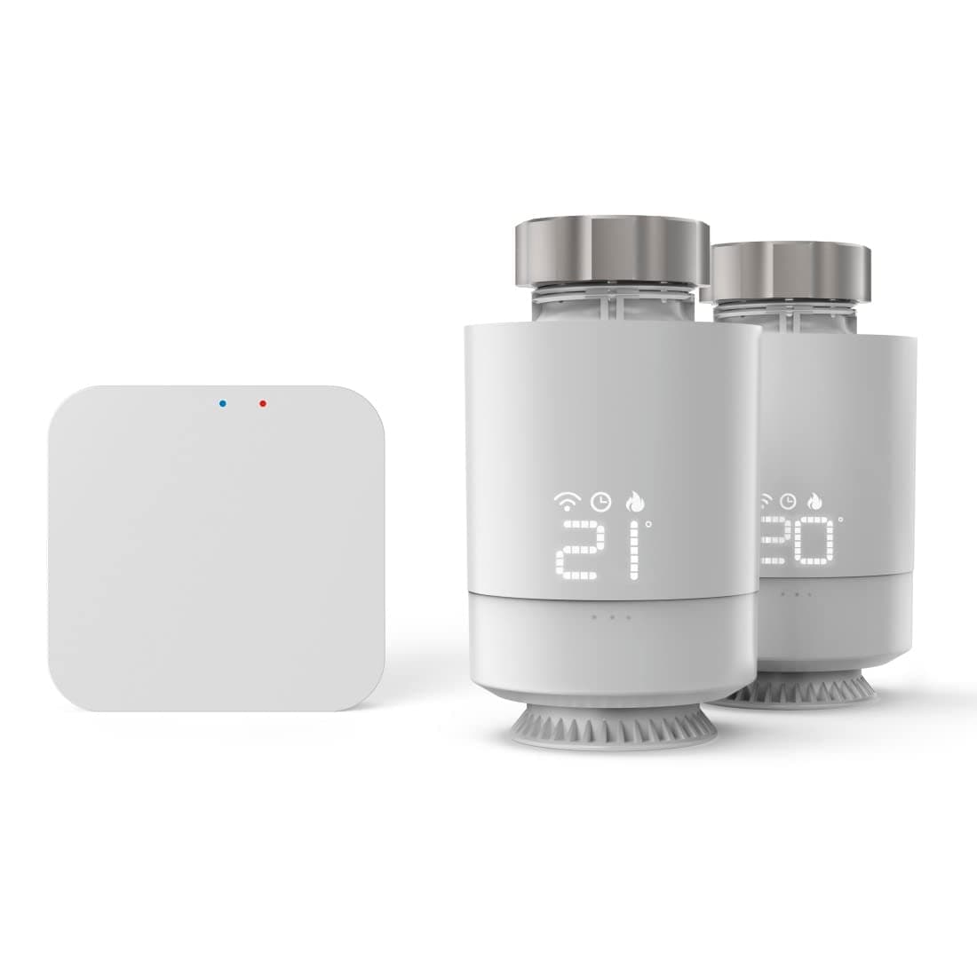 Hama Smartes Heizkörperthermostat, Starter-Set 2 St. mit Hub (Heizungssteuerung WLAN, Smart Home Heizungsregler f. alle Ventile, programmierbarer Heizungsthermostat, heizen per App), Weiß Starter-Set Single