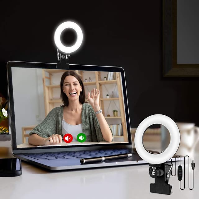 Kangtaixin Ringlicht Laptop PC, 4.6” Streaming Licht Videolicht, 5 Dimmbare Farbe und 5 Helligkeitsstufe, 360°Drehbar Selfie Ring Licht, Videokonferenz Licht für Tiktok, Zoom, YouTube, Live Streaming Kreisförmig