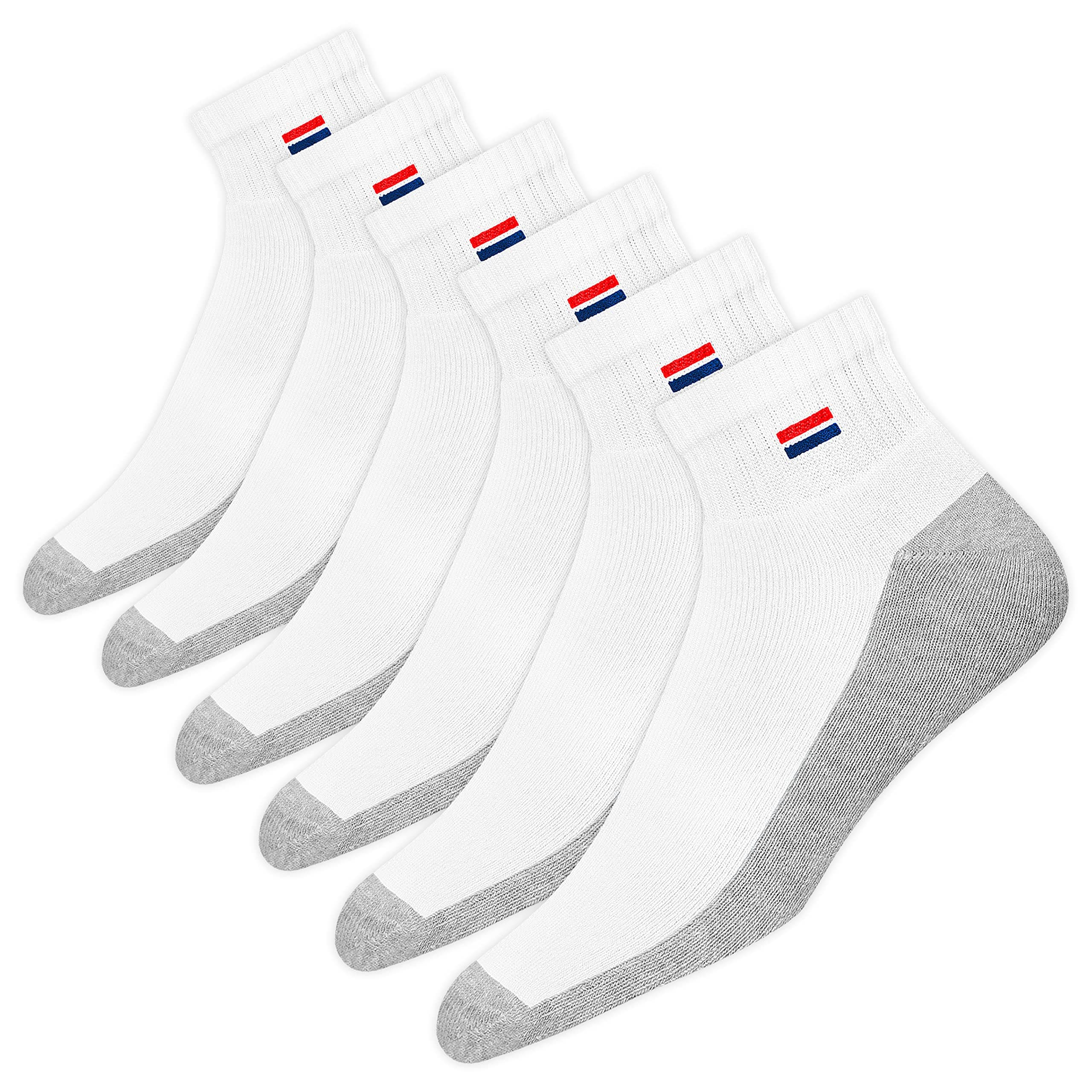 NAVYSPORT 6 Paar Sneaker Socken Herren Damen Sportsocken Kurze Baumwoll Socken Quarter Socken 39-42 Weiß Grau (6 Paare)